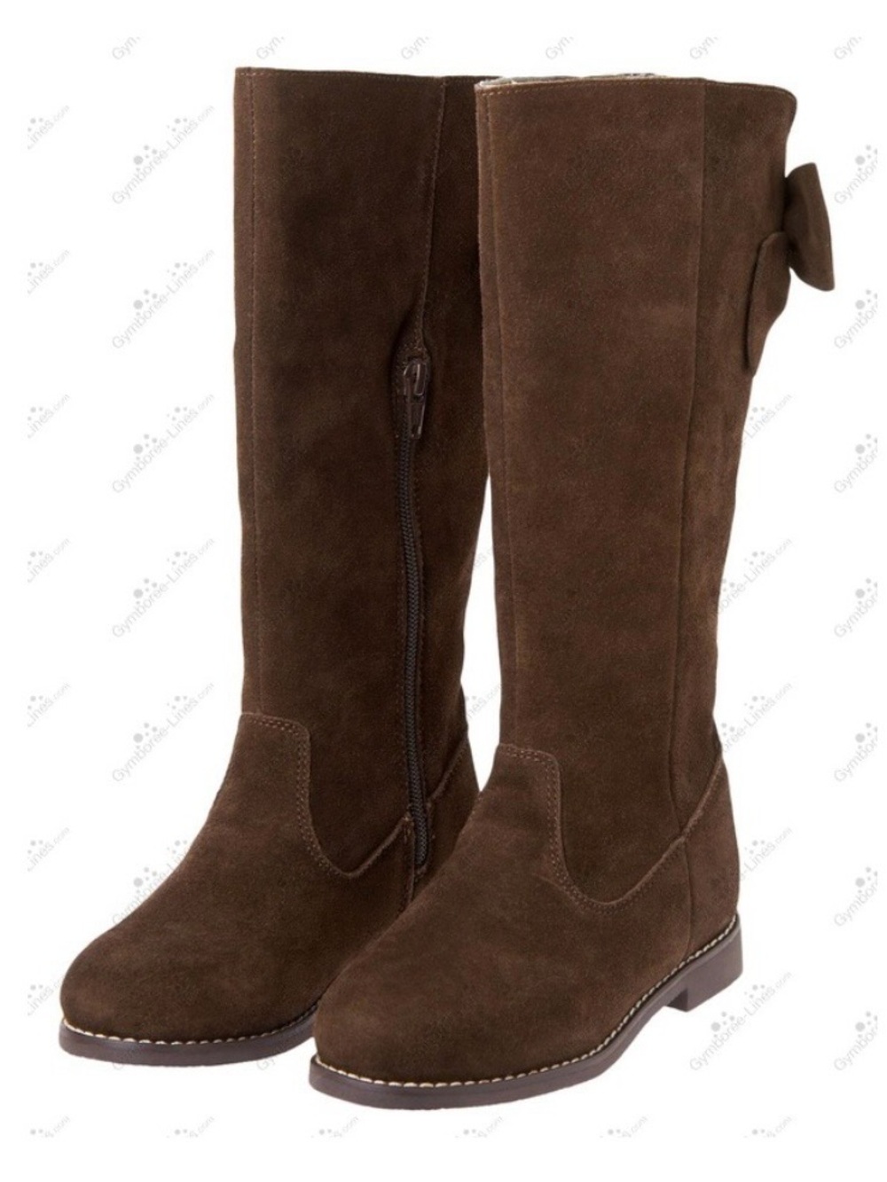 Gymboree Girls’ Chocolate Brown Genuine Suede Knee Boots with Bow Accent Size 11 - Picture 2 of 11